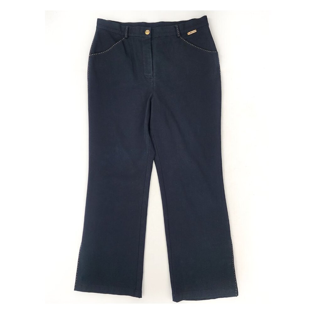 ST. JOHN Sport Navy Blue Trouser Pants Bottom Slits Pockets Stretch